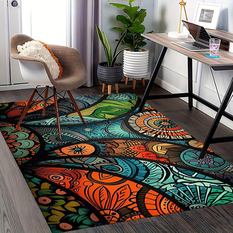 1pc Colorful Mandala Office Chair Mat - Festival Gift, Seasonal Decor, Suitable for Home and Office Use.P041