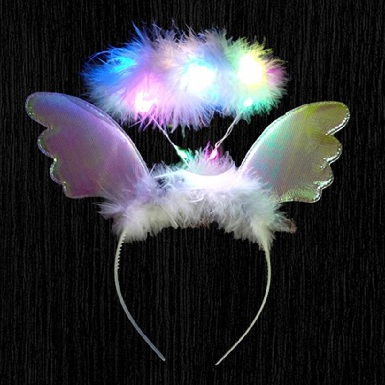 Girls Angel Wing Halos LED Hairband for Woman Halloween Concerts Party Headband
