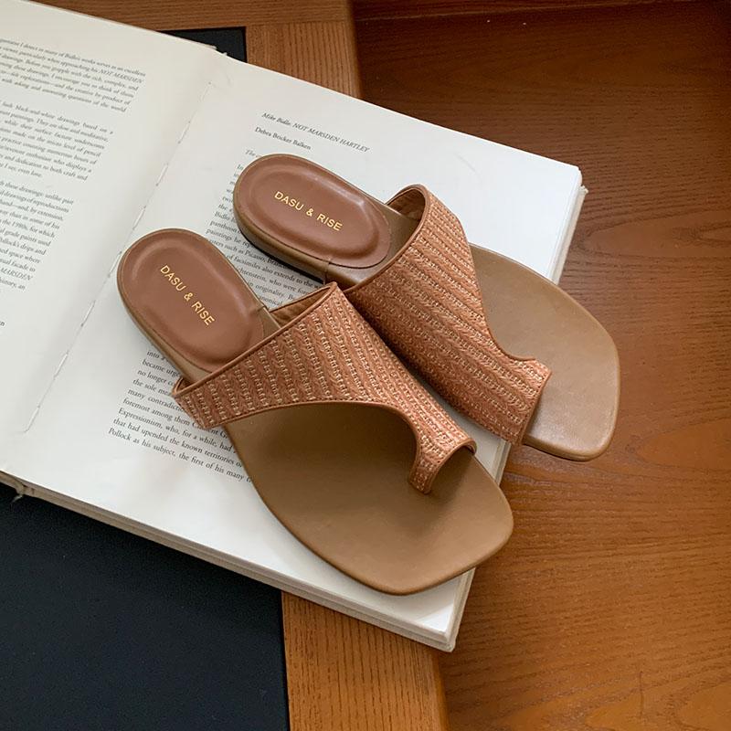 Mode Neu Sommer Strand Pantoletten Damen Ballerinas Hausschuhe Schuhe Damen Flip-Flops Mode Eckige Zehen Damen Ballerinas Hausschuhe Sandalen