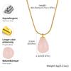 Vnox Elegant Natural Pink Quartz Green Aventurine Pendant Necklaces for Women, Waterdrop Gemstone Snake Chain Party Jewelry Gift