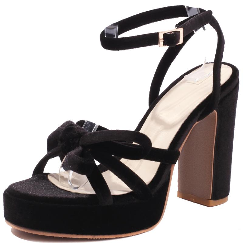 

Бархатные босоножки на высоком каблуке Женская летняя обувь Ремешки на щиколотке Модные шлепанцы Черные Красные Зеленые На каблуке Праздничная Свадебная обувь Женская 39 чёрный