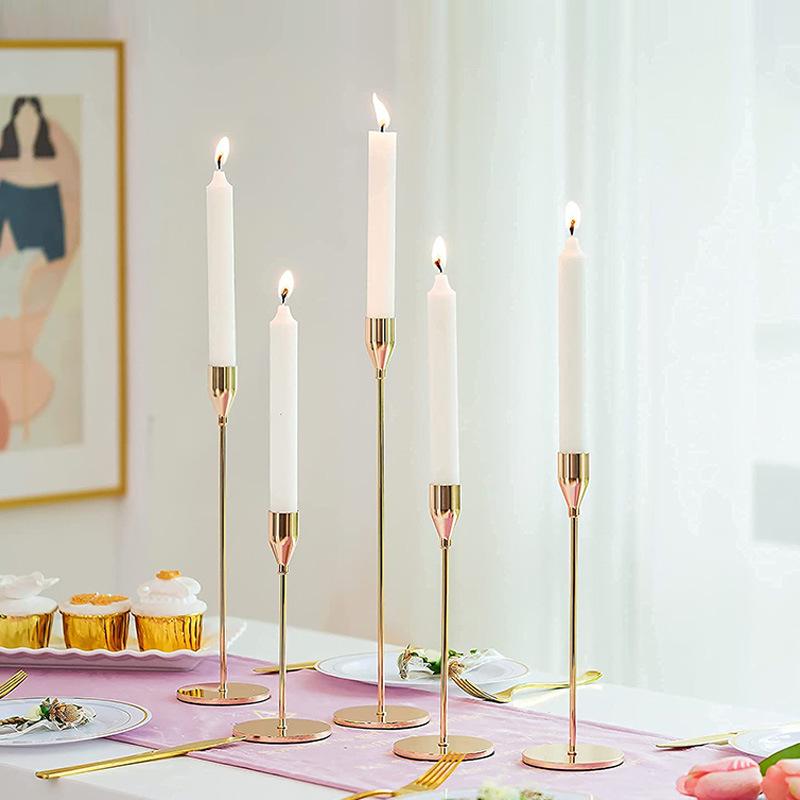 Nordic Light Luxury Aromatherapy Candle with Golden Candlestick - Perfect for Romantic Dinners and Elegant Table Decor