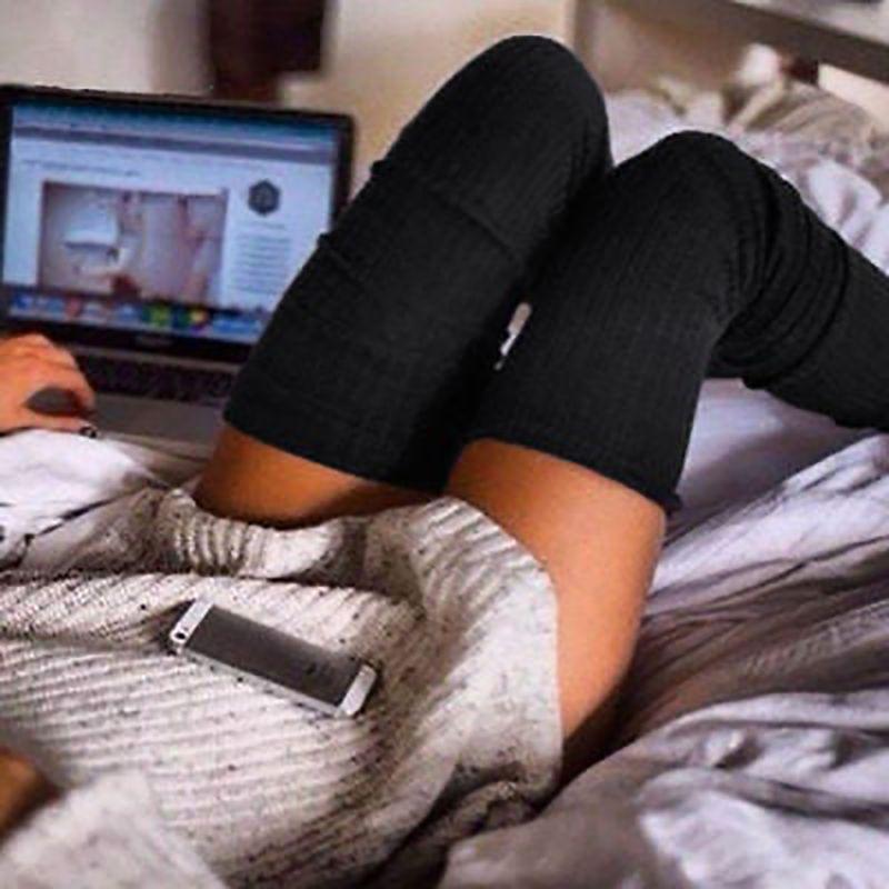 Women Long Socks Autumn Casual Warm Winter Stripe Knitted Thick Stockings