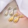 Vintage Gold Color Water Drop Shape Earrings for Women Exaggerated Metal Long Smooth Teardrop Dangle Earrings Zircon 2026