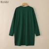 ZANZEA Women Casual Round Neck Solid Color Loose Long Sleeve T-Shirts