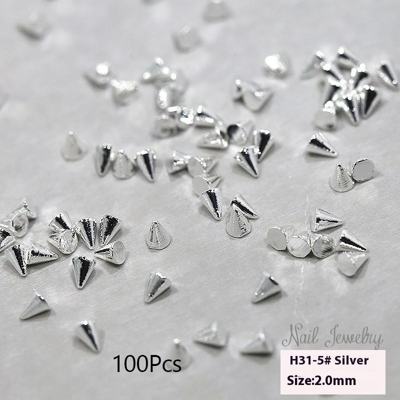100/1000Pcs Punk Metal Rivet Nail Charms 1.5/2/3Mm Cone Black Silver Gold Studs Nail Jewels Decoration Diy Crafts Manicure