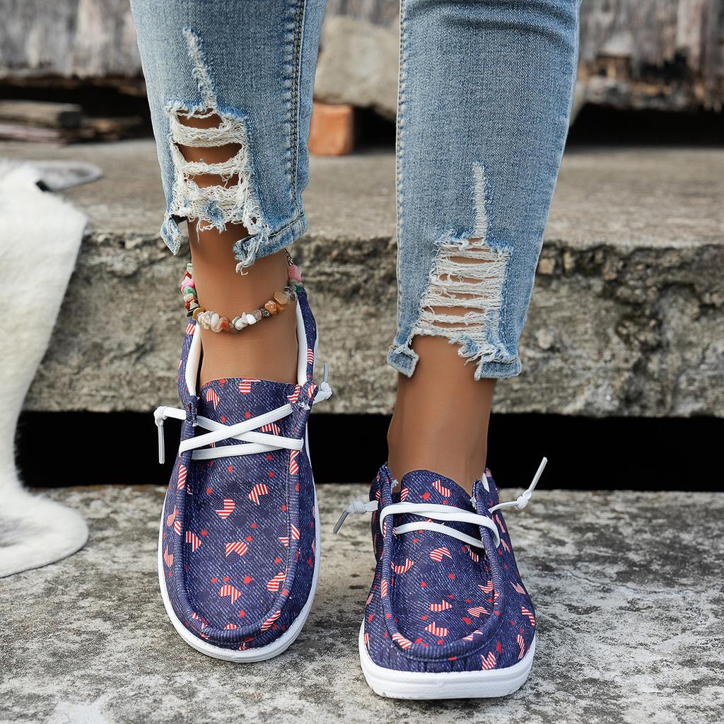 Übergröße lässige Dameneinzel-Schuhe Frühling und Herbst Canvas flachsohlig zum Schnüren Low-Top Damen-Einzelschuhe