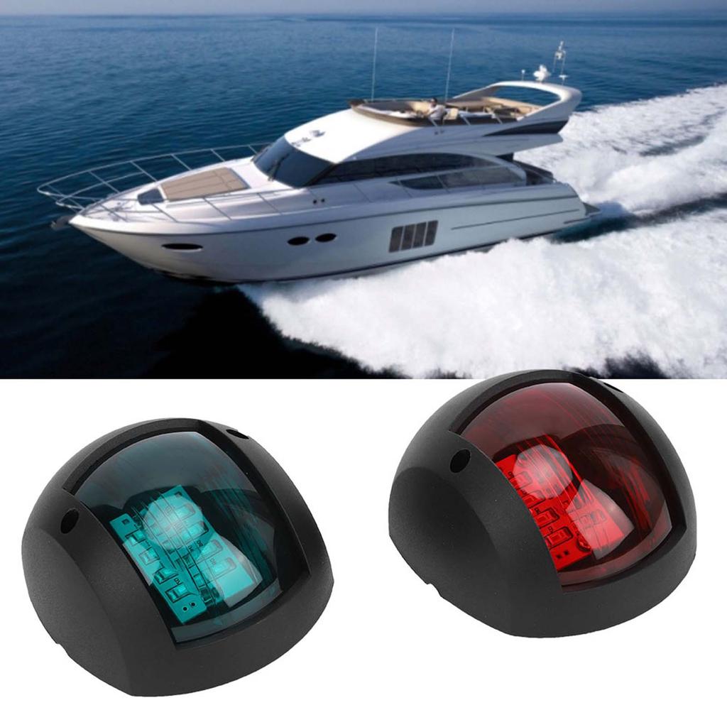 Paar Signallampen Kugelförmig Rot Grün LED Wasserdicht Bootsnavigationslicht DC12V 24V 3W Schwarz