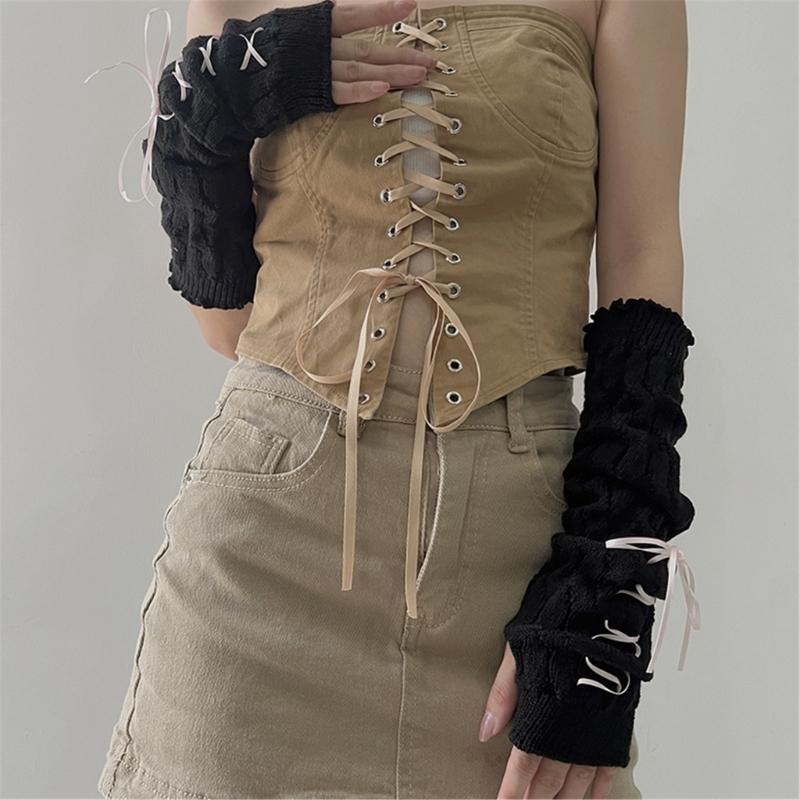 2pack Adjustable Lolitas Fashion Arm Sleeves Stylish Knitted Arm Sleeves Schoolgirl Cosplay Accessories