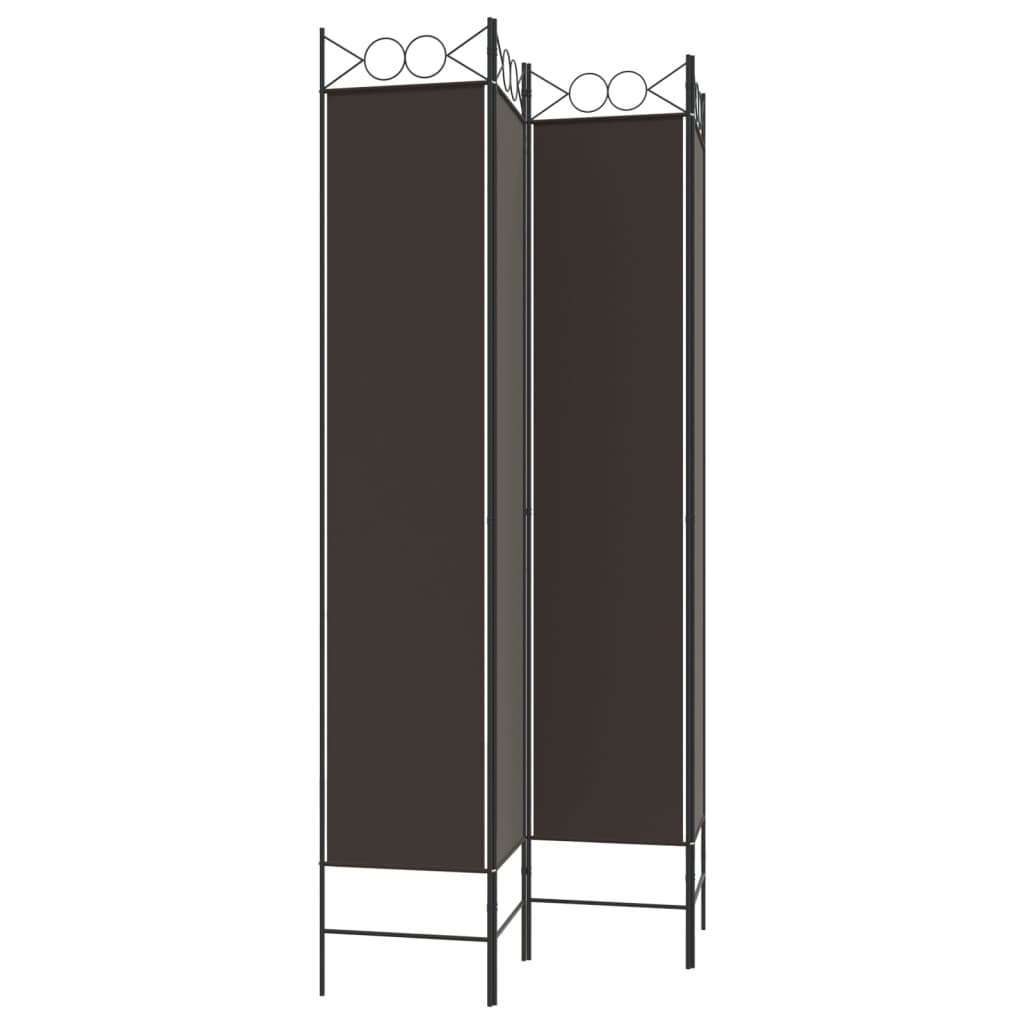4 Panel Room Divider In Brown 160 X 220 Cm Fabric