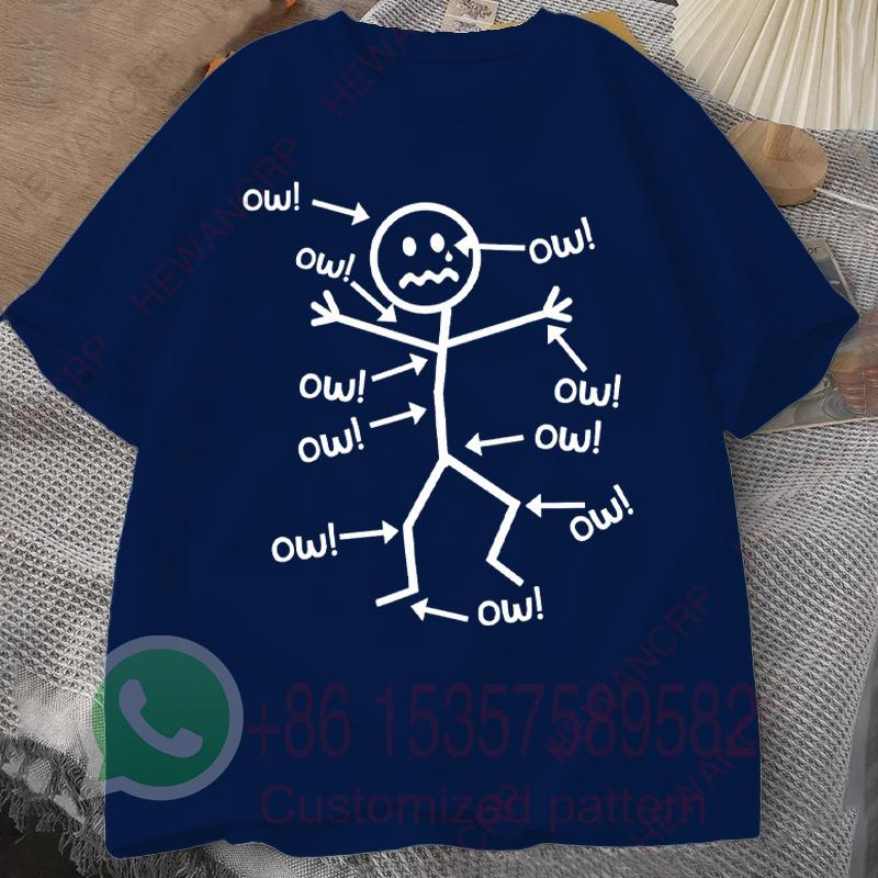 A Distressed Stick Figure Surrounded By Multiple OW Mens Tracksuit Tshirt Cotton Casual Sportswear Crew Neck Short Sleeve Tops