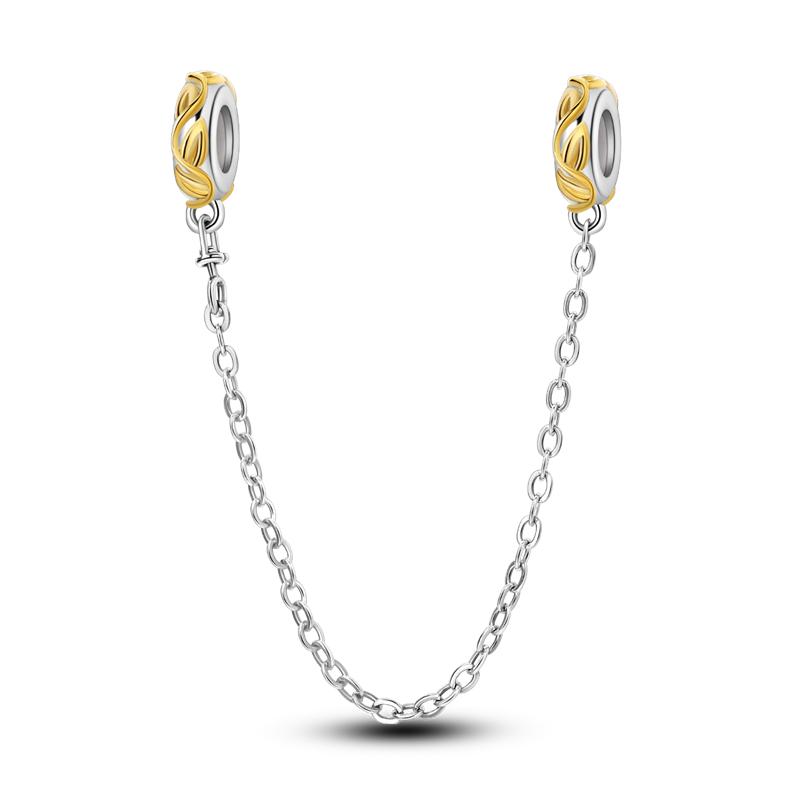 925 Silver Butterfly Safety Chain with Zirconium Charms Beads for DIY Bracelet Jewelry Gift