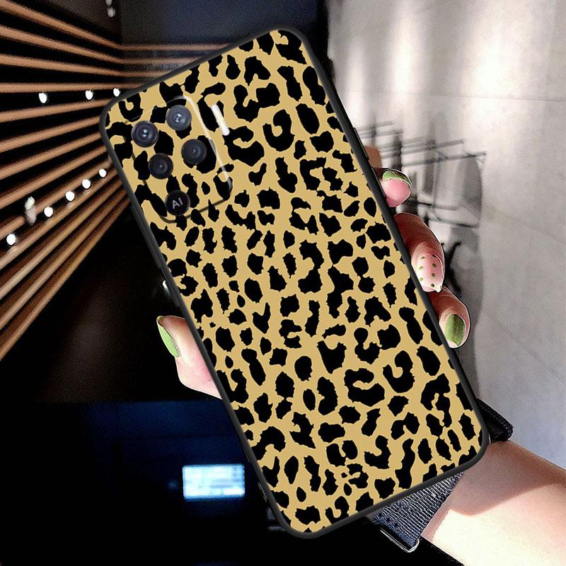 Tan Leopard Case For Oppo A78 A98 A18 A38 A58 A60 A80 A40 A77 A57 A17 A74 A54 A94 A96 A76 A16 A15 A5 Pro