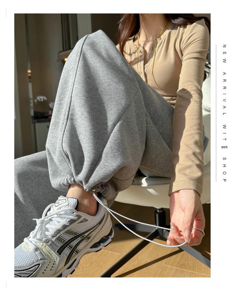 Spring 2026 High-Waisted Wide-Leg Pants - Slimming Loose Straight Casual Two-Wear Floor-Length for Women