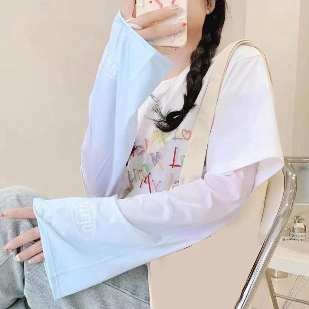 1pair Gradient Color Arm Cover Loose Fit Ice Sleeve New Arm Sleeves Summer