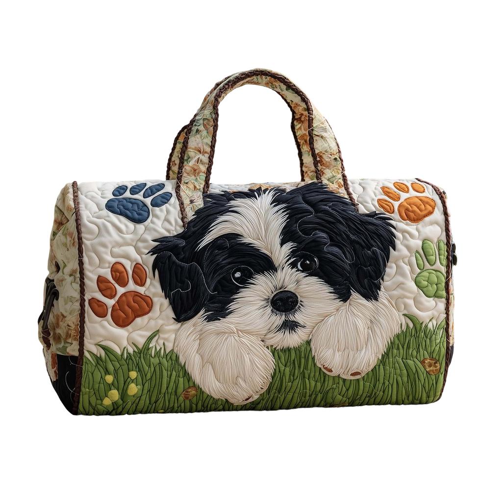 3D Puppy Series Quilted Pleated Cotton Travel Bag Fashion Printed Women's Yoga Bag Handbag