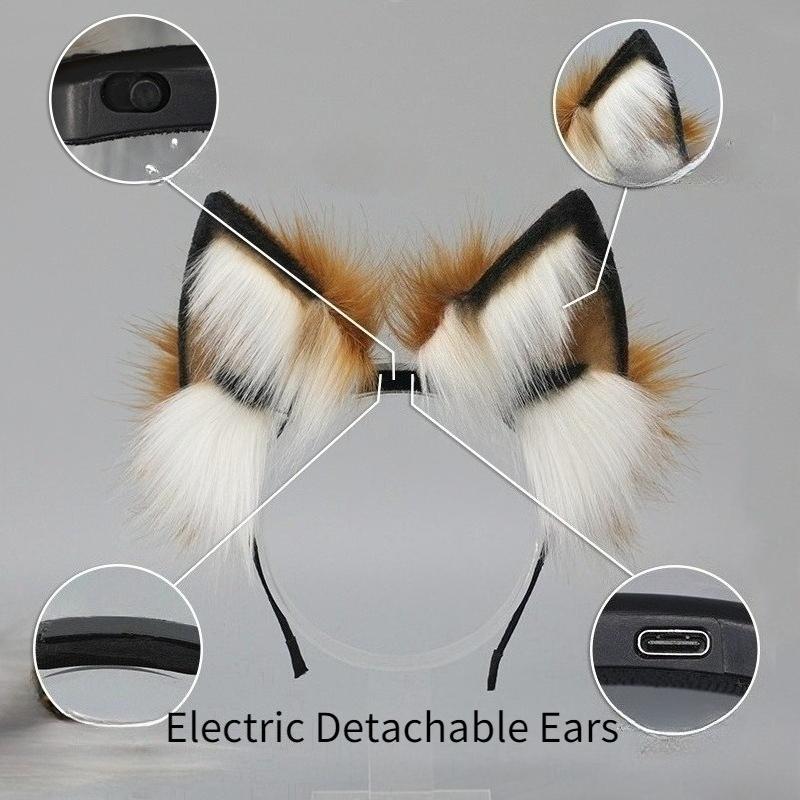 Yiran Sexy Lingerie Unisex Kids Rechargeable Plush Cat Ears Hair Accessory Cosplay Exhibition Movable Realistic Fox Ear Detachable Electric Headband Animal Ears Cm