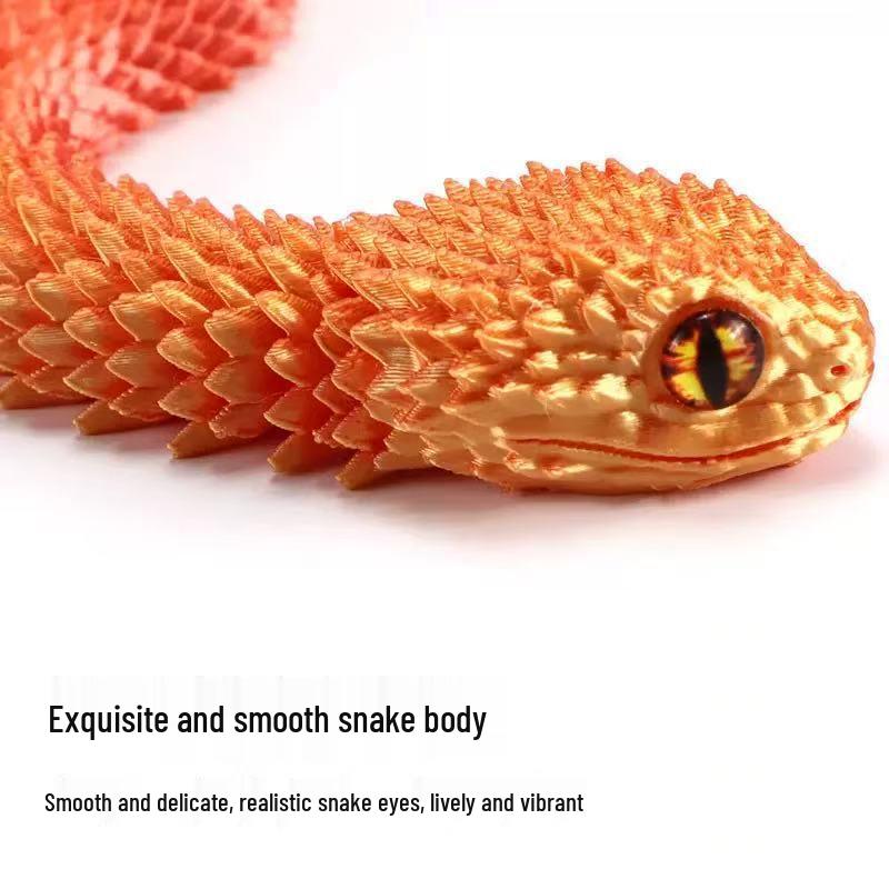 3D Printed Movable Viper Snake Model Toy - Flexible Simulation Animal Doll