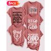 Follow a specific direction Five-piece set for women T Shirt Vintage Letter Print Summer Casual Elegant Women's Clothing Short Sleeve Top Essential