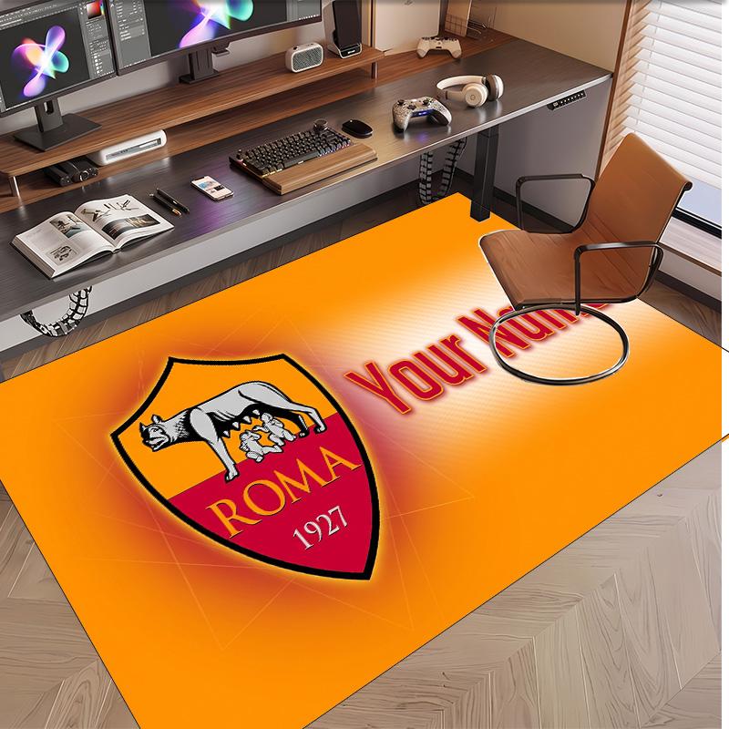 Personalized Crystal Velvet Carpet AS Roma FC Pattern Non Slip Floor Rug