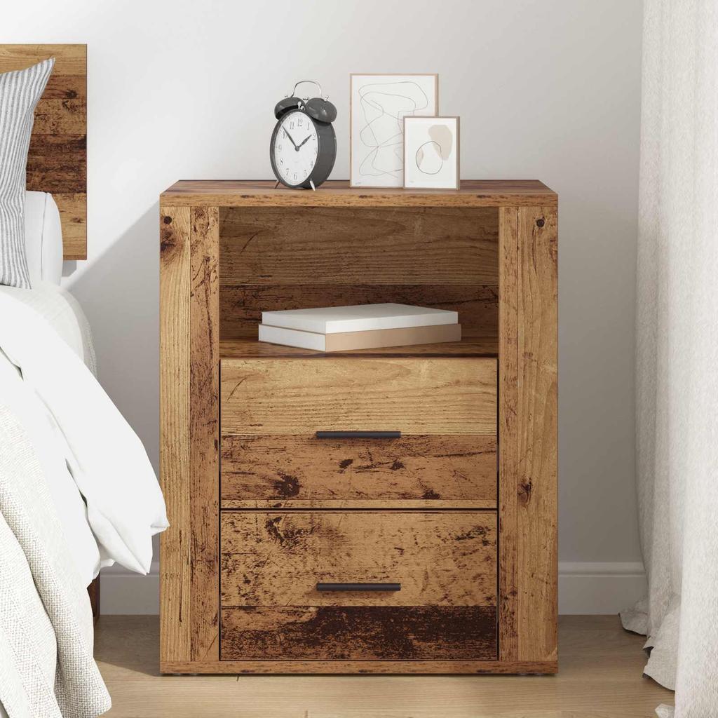 Nightstand with Drawers Reclaimed Wood Look 35 x 50 x 60 cm Engineered Wood