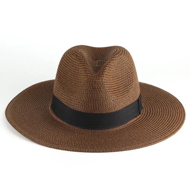 2025 New Unisex Summer Wide Brim Panama Hat UV Protection Breathable Straw Sun Hat for Beach Travel Outdoor Fashion