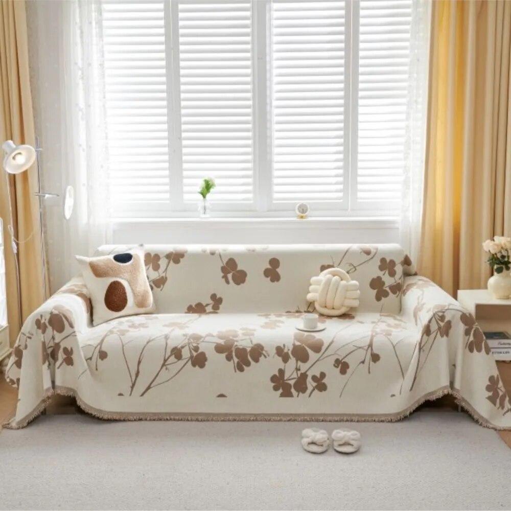 Fish Print Blanket Single Four Season Chenille Sofa Cover Dust Anti-cat Scratch Protection Cover Sofa Leaf Blanket Mat