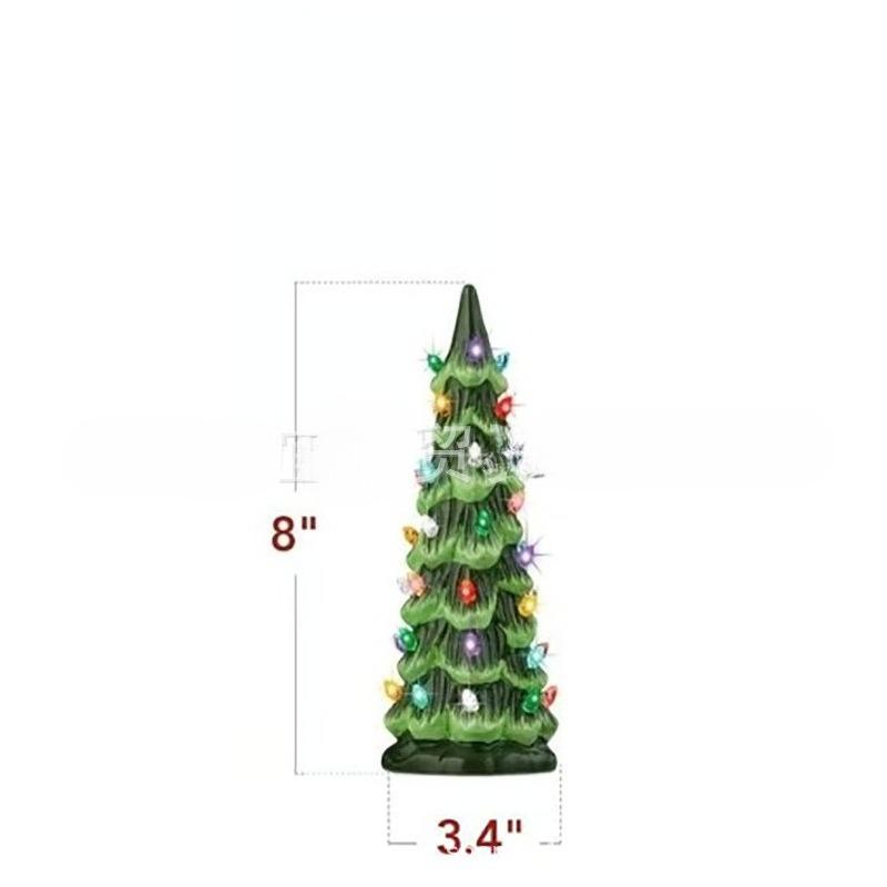 Christmas Tree Table Decor Resin Christmas Tree Figurine With Lights Desktop Ornament LED Lamp for Bedroom Living Windowsill