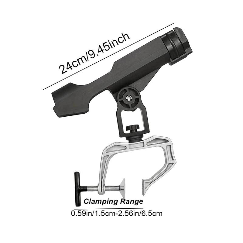 360° Nastavitelný držák rybářského prutu s velkým otvorem svorky, multifunkční držák prutu na loď, montáž na zábradlí pro jachty, kajaky