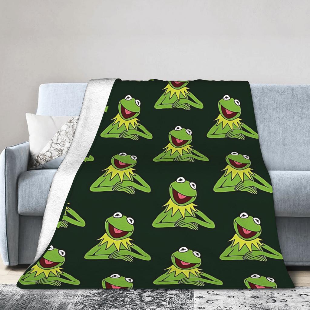 Kermit The Frog Blanket Cover Fuzzy Throw Blanket Summer Air Conditioning Decoration Lightweight Bedspreads,