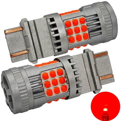 2 Stück LED-Glühbirne 3157, P27/7W 12-24V fehlerfrei 2200lm rot stark
