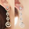 Stud Earrings Circle Dangle Dazzling Rhinestone Women Long Drop Ear Studs Jewelry for Wedding