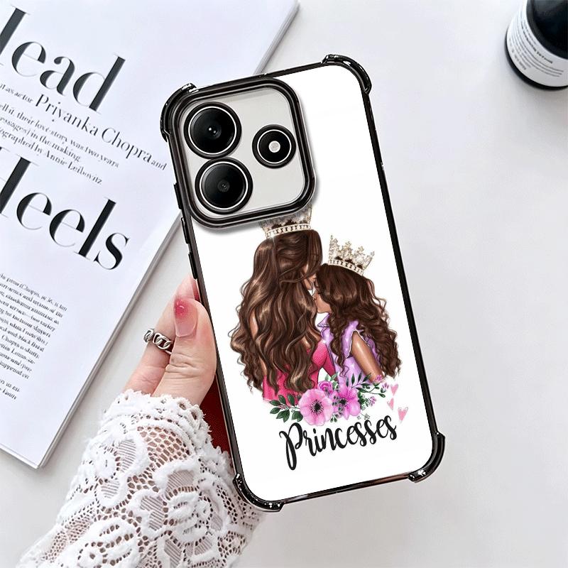 Baby Mom Girls Plating Phone Case For Xiaomi Redmi Note 14 15 Pro Plus 13 12 11 11S 11T 10 9S 9 5G Anti-Fall Airabag Cover