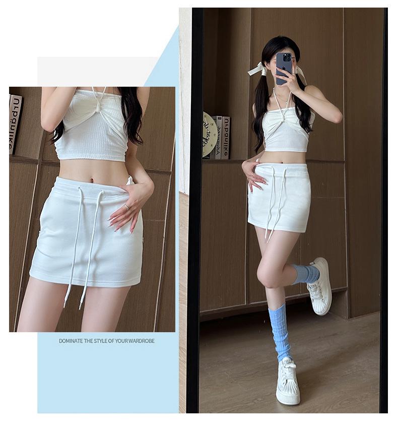 2025 Sporty A-Line Drawstring Midi Skort for Women