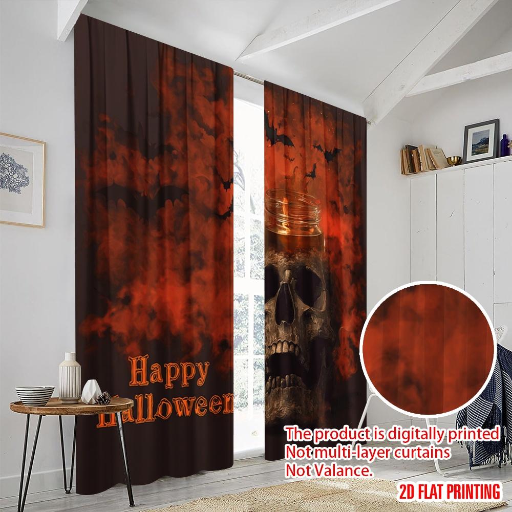 2pcs,2D Plane Printing Contemporary Curtains Skull (3) Versatile 100% Polyester (without Rod) Room Decor for Bedroom Living Room