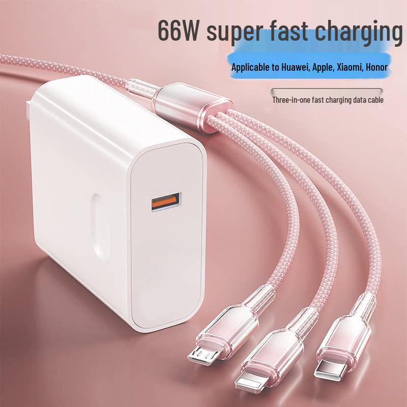 3-in-1 Fast Charging Cable: Compatible with Apple, Huawei, Xiaomi - Type-C Plug