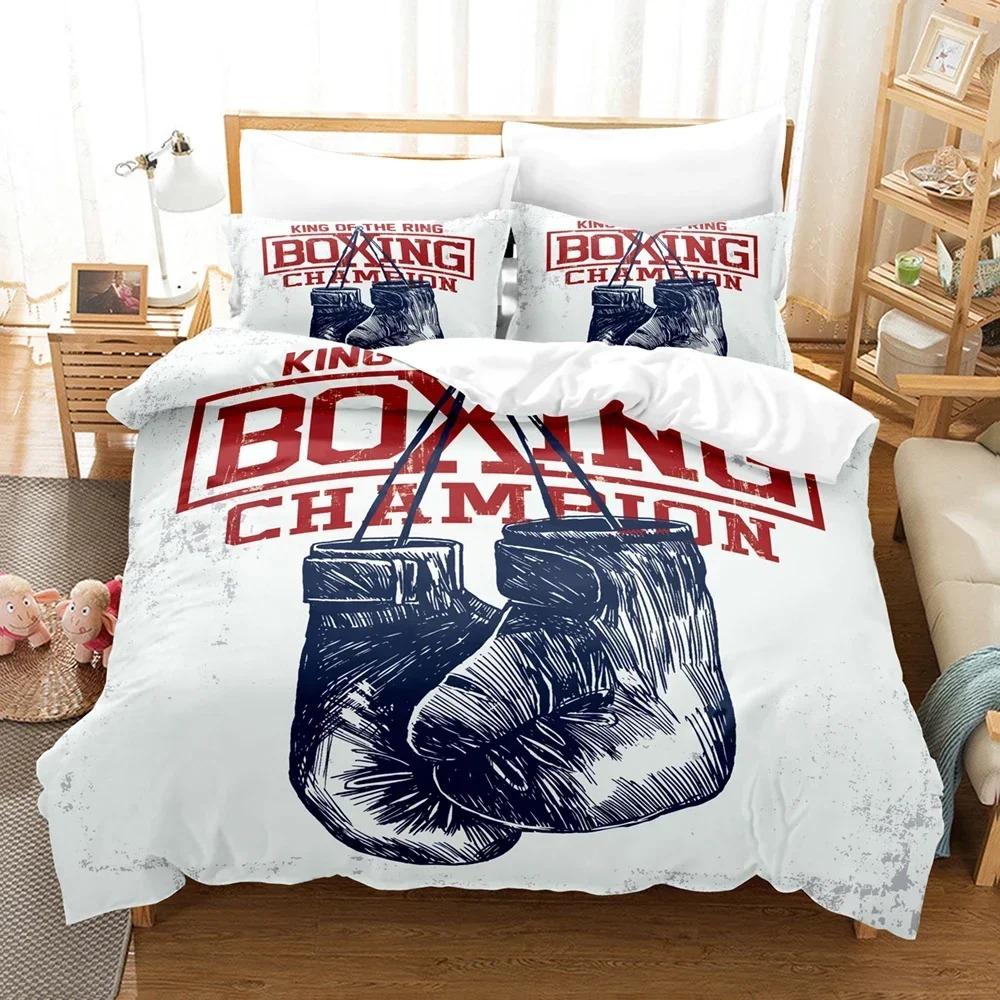 3D Printed Boxing Beding Set Soft Duvet Cover Bedrom Warm Comforter Covers Single Twin King-Sized Dimensionsd Dimensions Comfortable Quilt Cover Home