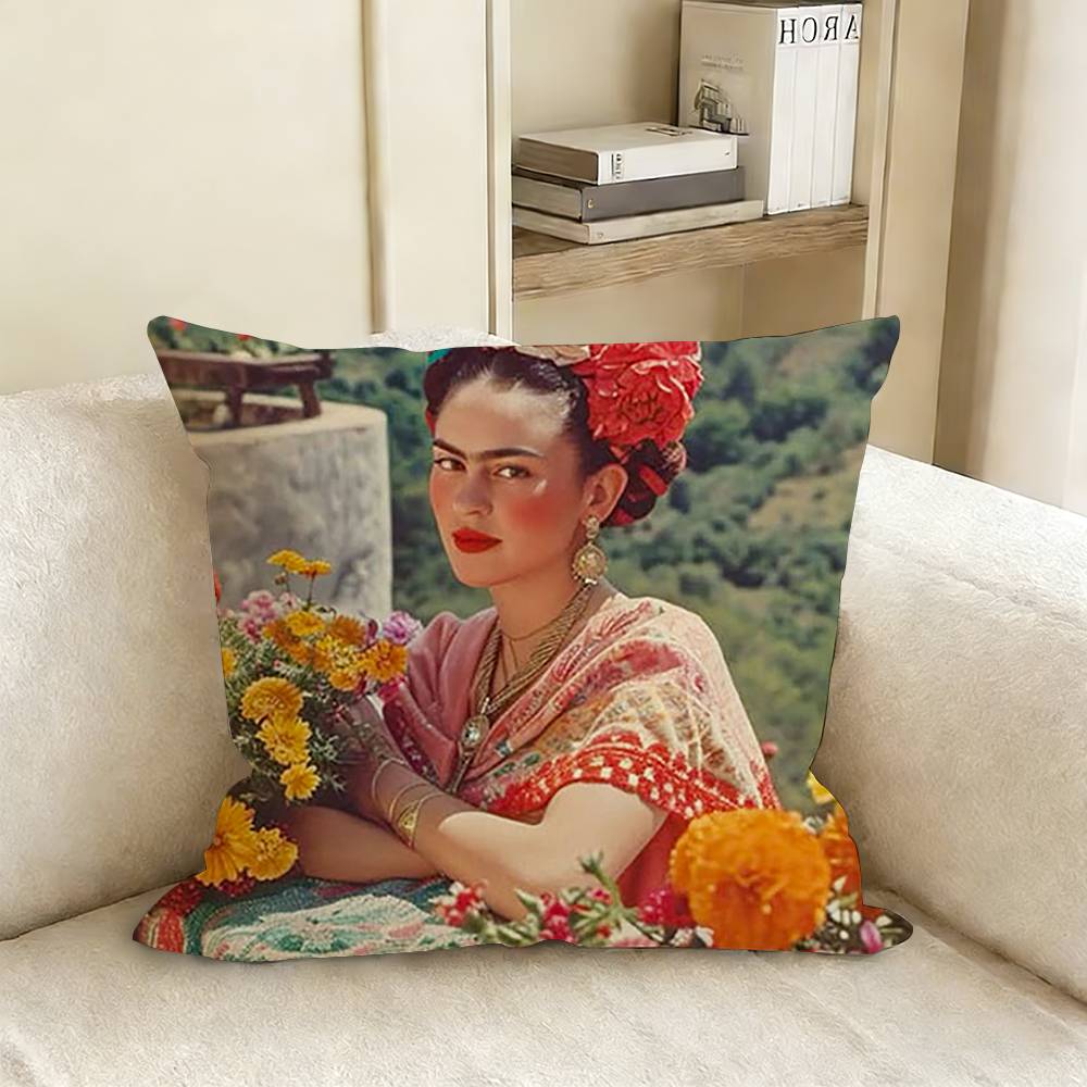 Art FFrida KKahlo Various Sizes Square Pillow Case For Car Home Bedchamber Decor