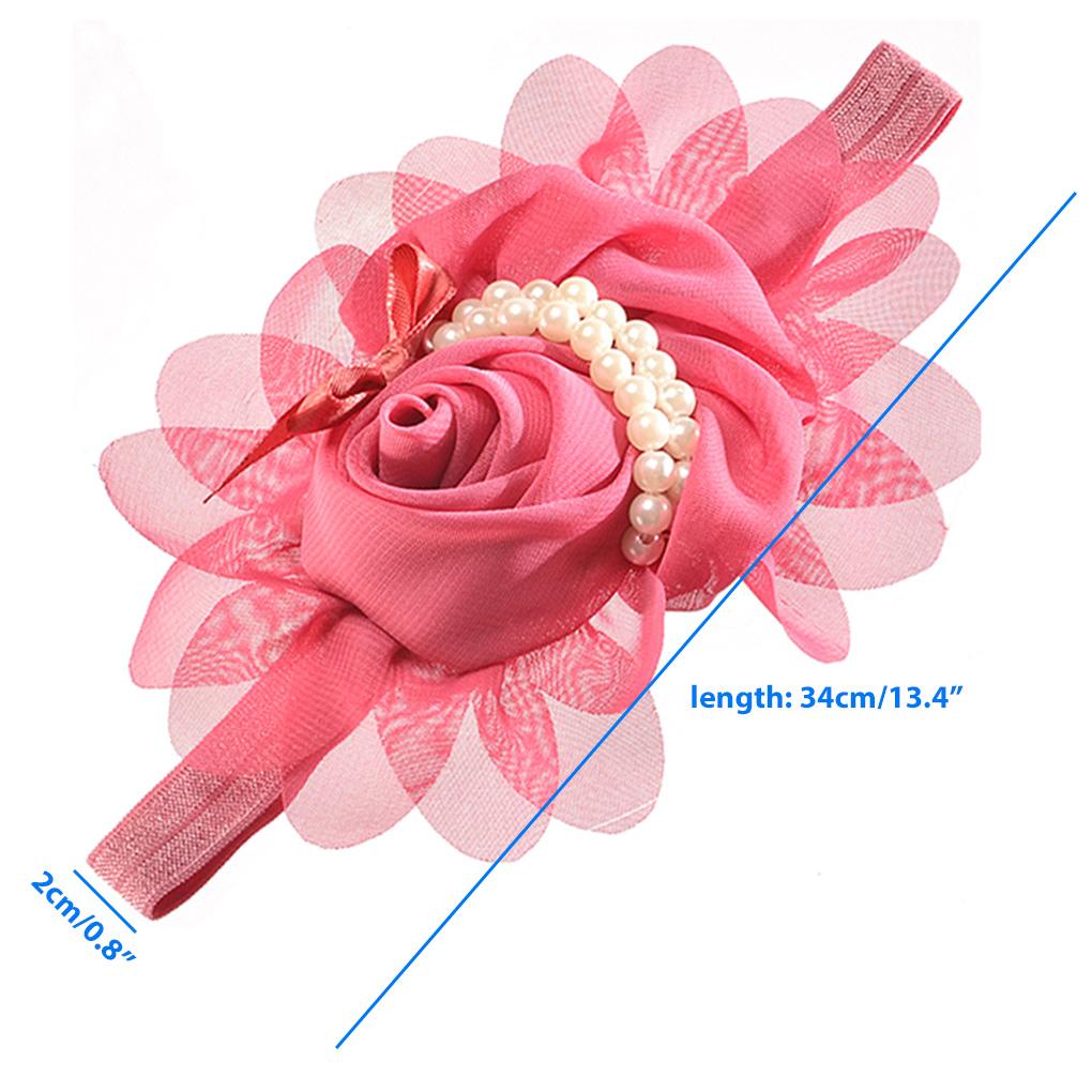 Baby Rose Flower Pearl Hair Band Prop Girl Infant Decorative Elastic