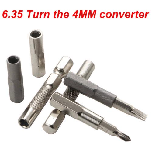 6PCS Hex Driver Adapter Converts 6.35mm To 4mm for Efficient Tool Compatibility Multiple Use for Bit Drills