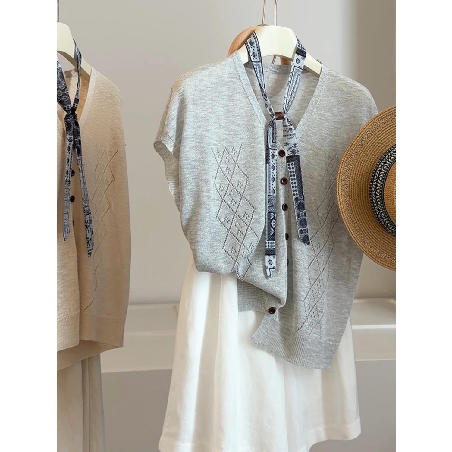 Women s V Neck Short Sleeve Knit Tops Loose Fit Hollow Out Summer Casual Shirts one size