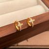 18K Gold Plated Sterling Silver Diamond Cross Stud Earrings for Women - Elegant and Simple Design