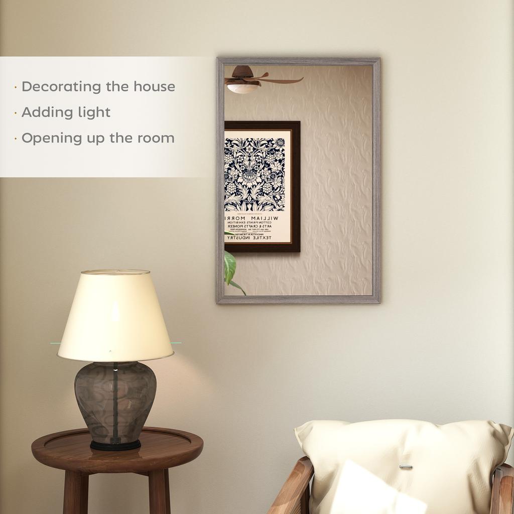 Wall Bathroom Mirror 40 X 60 Cm Wall Mounted Mirror For Living Room Bedroom Hallway Grey