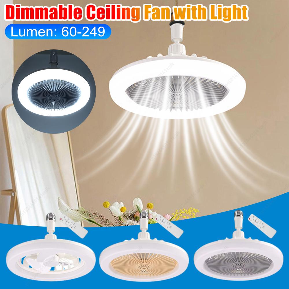 2 In 1 Energy Saving Remote Control Ceiling Fan Lamp Infinitely Dimmable E27/26 Base Bottom Noise Mute LED Decorative Light