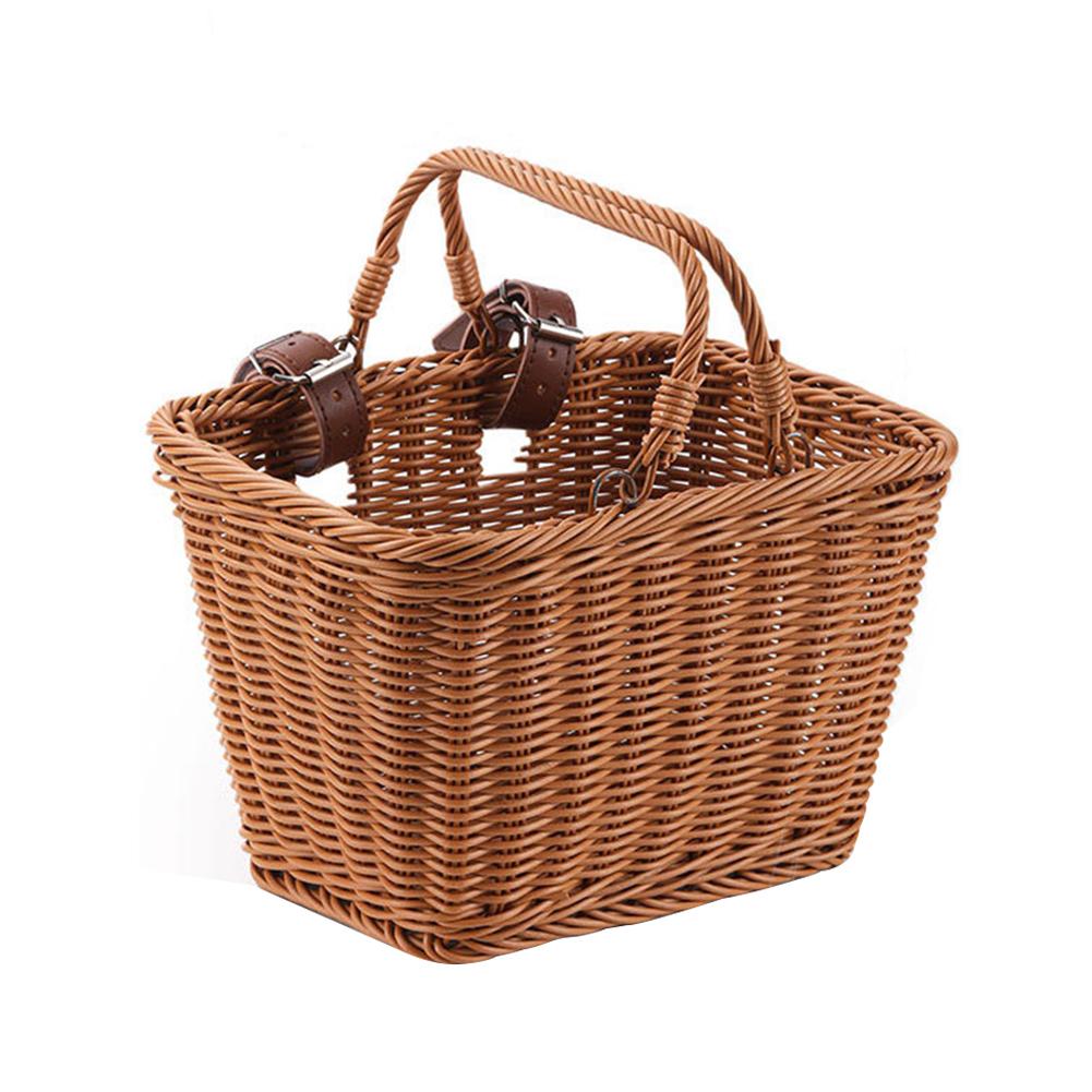 Fahrradkorb Rattan Handgeflochten Fahrradaufbewahrung Lenkerkorb vorne für Kinder Erwachsenen Fahrradtasche Korb Fahrrad-Tragetasche