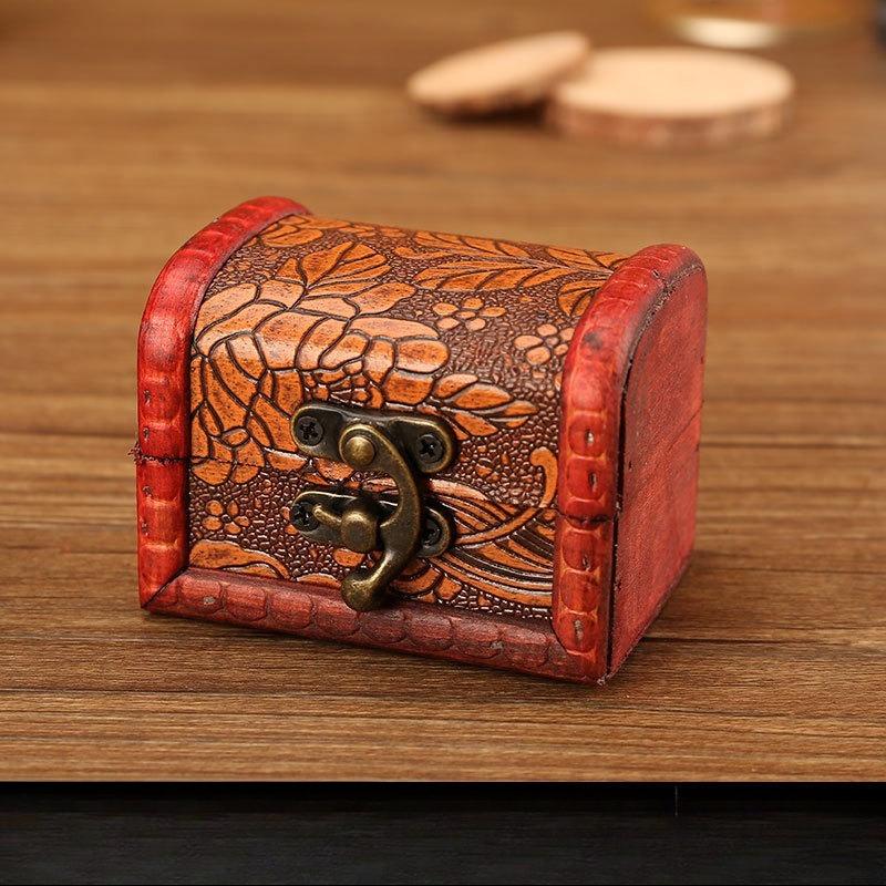 

Vintage Wooden Storage Box with Lock, Retro Jewelry Keepsake Organizer for Wedding Candy, Jewelry , Trinkets,Trinkets,