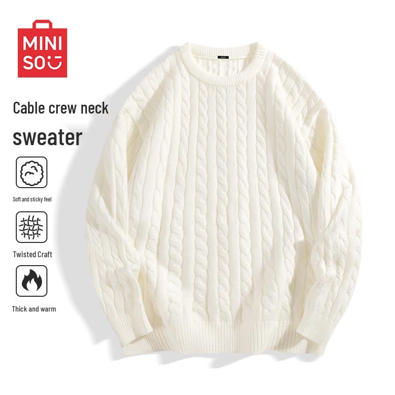 MINISO Men s Couple Style Retro Crew Neck Knit Sweater XL