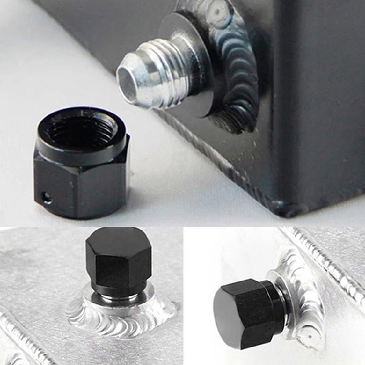 Black Anodized Aluminum AN4-AN12 Adapter Female Flare Cap/Plug/Nut Fitting