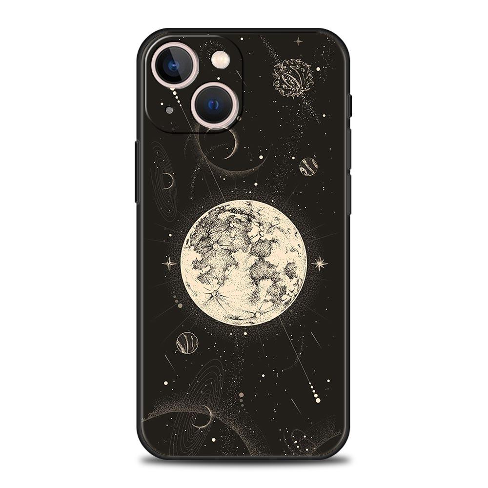 Funny Sun Moon Angel Eyes Luxury Phone Case For iPhone 11 14 15 Pro MAX 12 13 Mini 7 8 Plus X XR XS SE Shockproof Cover Funda
