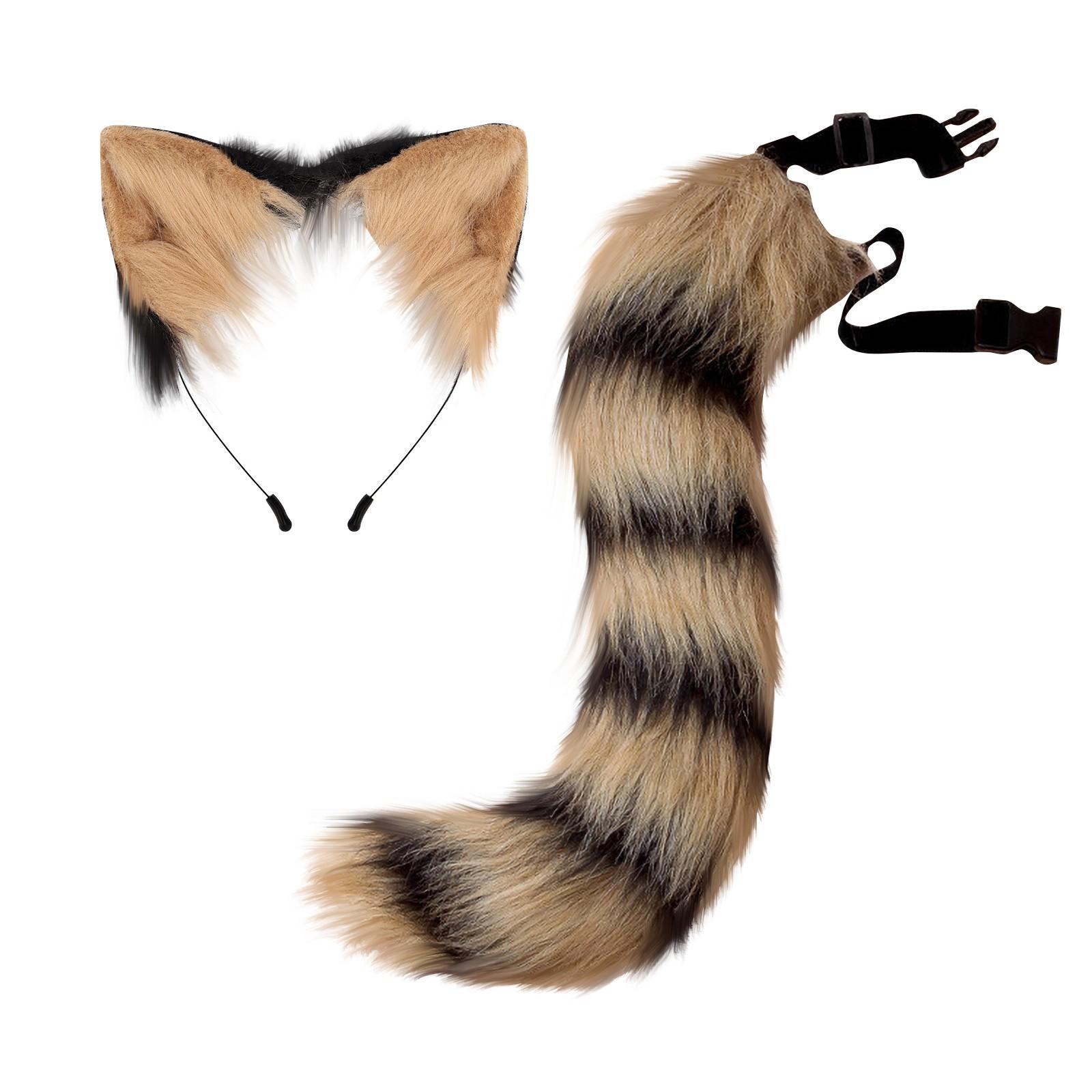 

Костюм в готическом стиле с имитацией плюшевых ушей животных и хвостового воротника, набор из двух предметов One Size